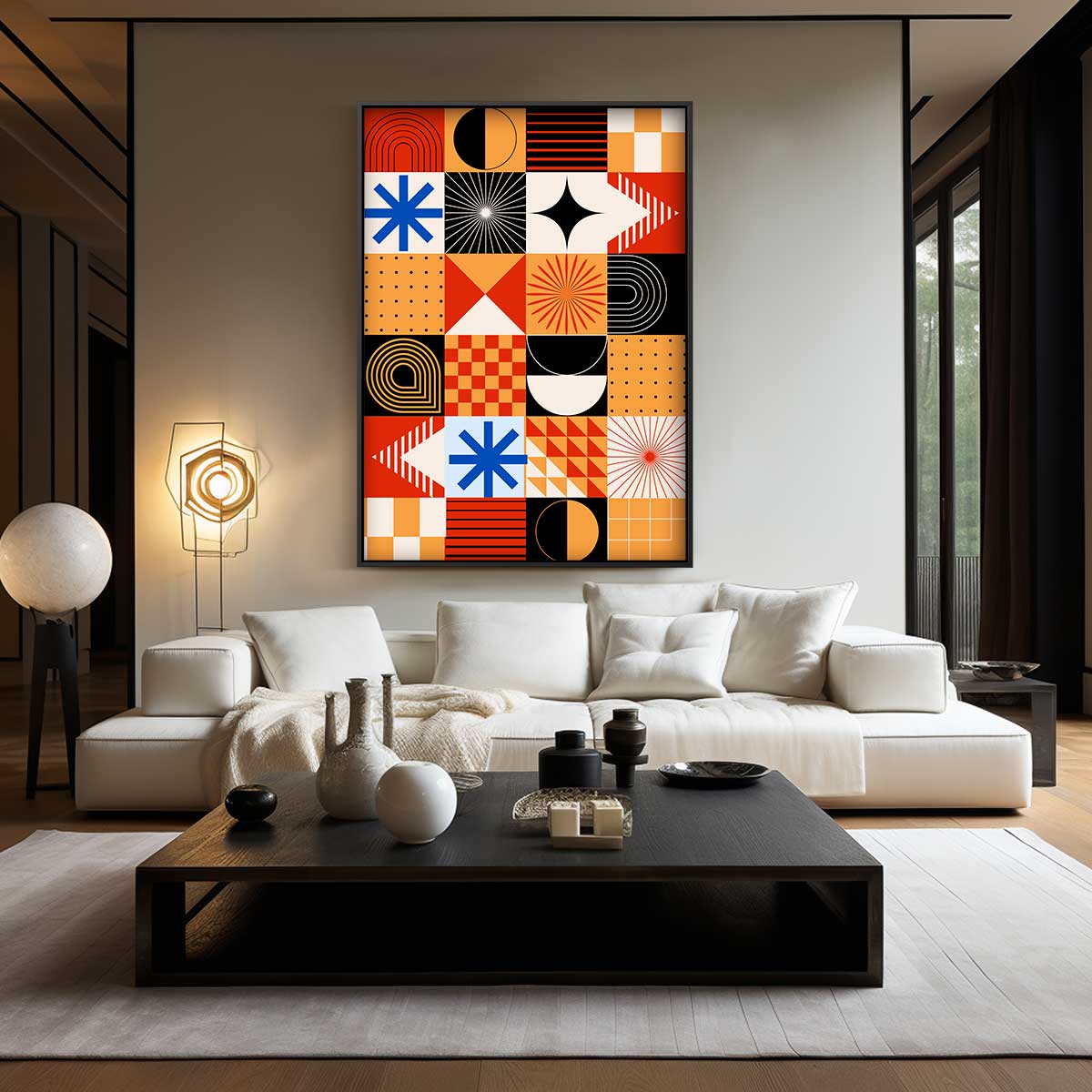 Retro Geometrisch Kunstwerk Kunstwerk-canvas-dibond-plexiglas-wanddecoratie-WallArtistic
