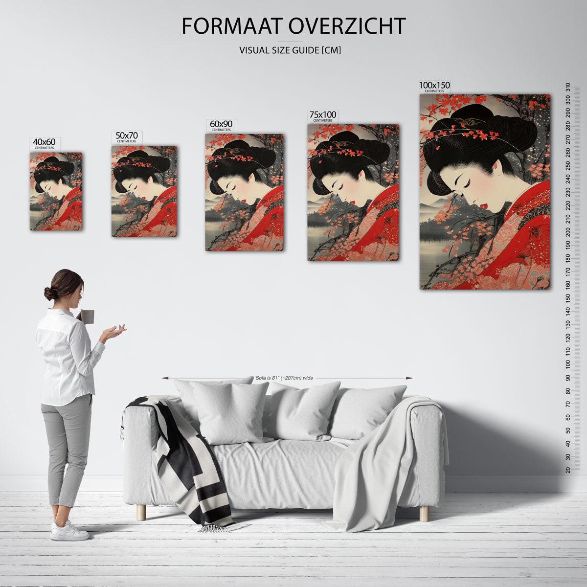 Vrouw met bloesem Kunstwerk