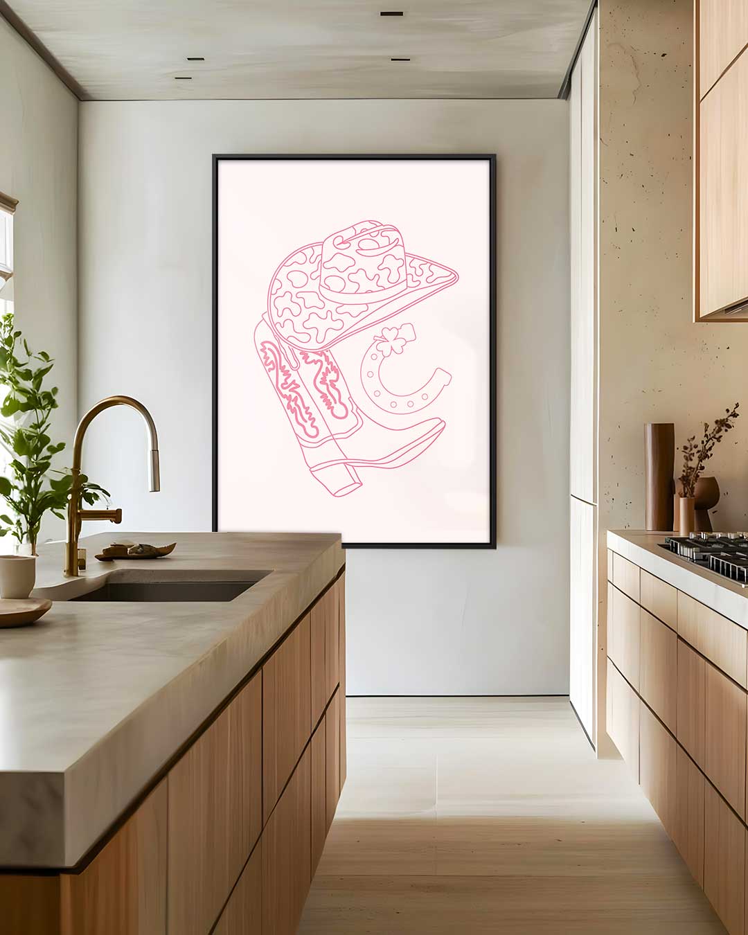 Cowboy Chic Illustratie Kunstwerk-canvas-dibond-plexiglas-wanddecoratie-WallArtistic