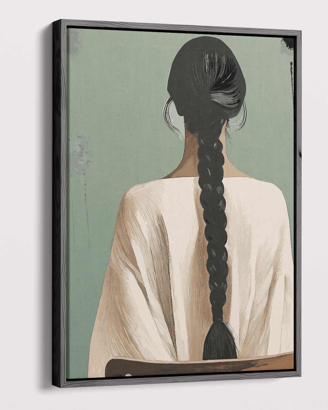 Vrouw met Vlecht Kunstwerk-canvas-dibond-plexiglas-wanddecoratie-WallArtistic
