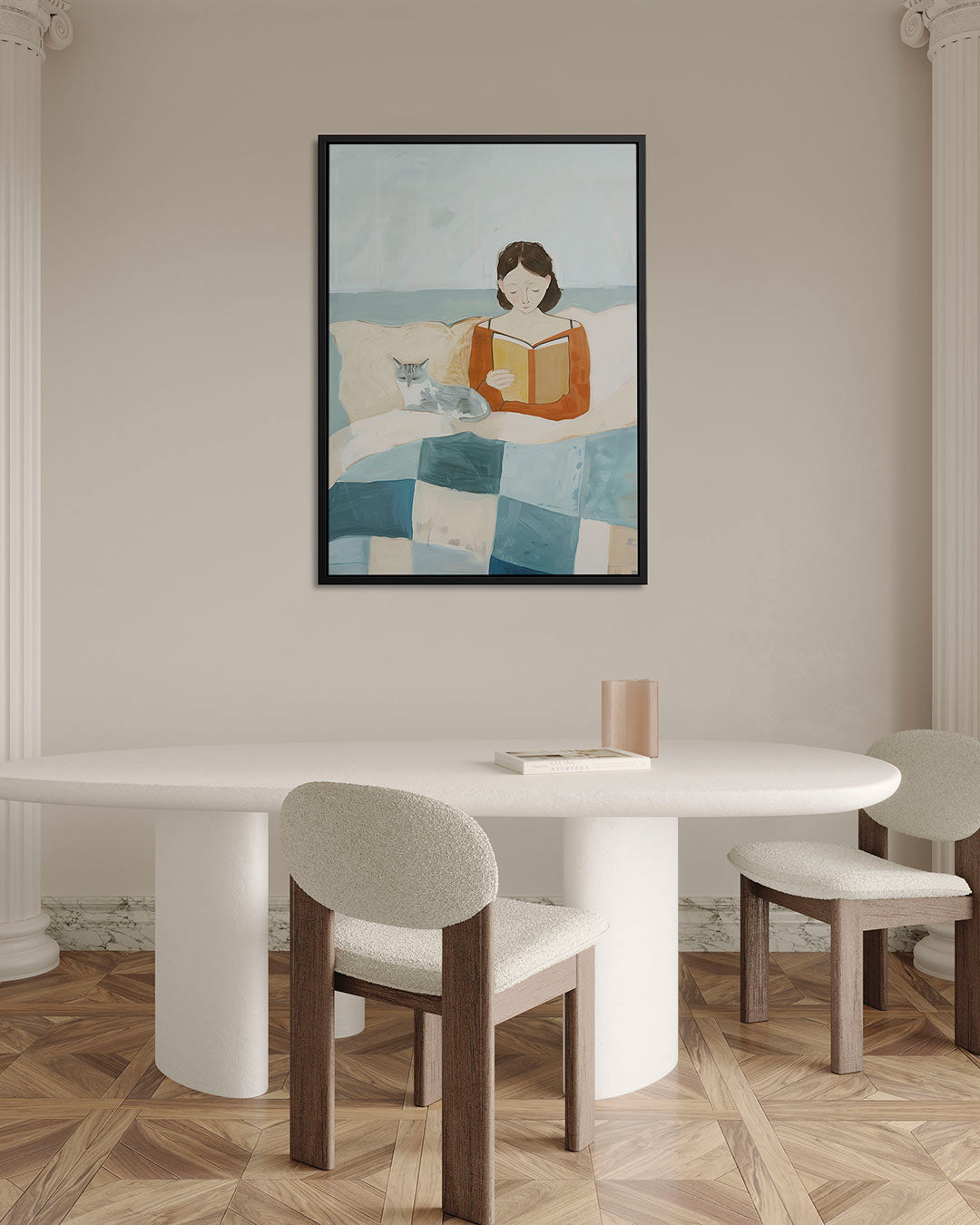 Rustige leesscène Kunstwerk