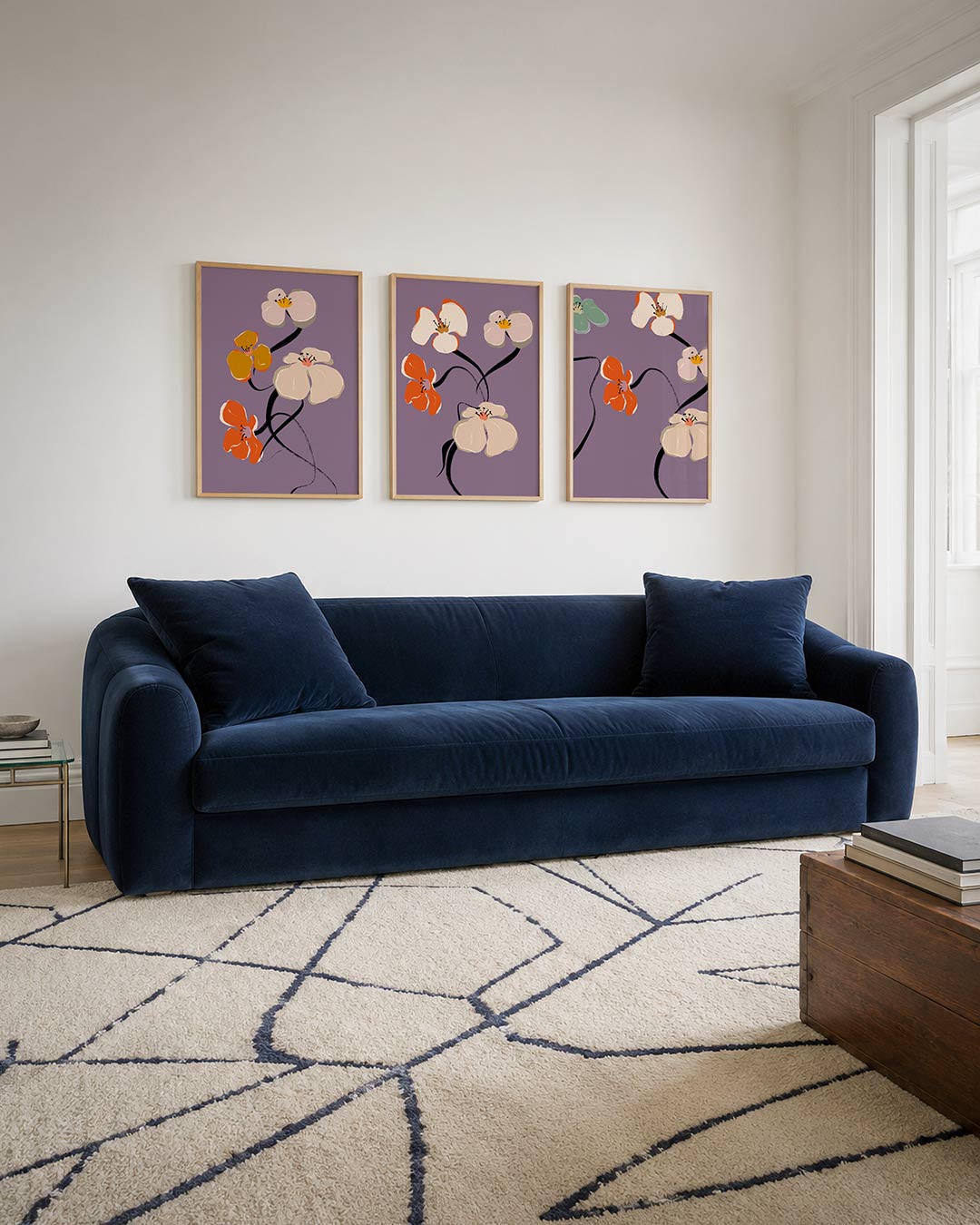 Bloemvormen en lijnen Posterset