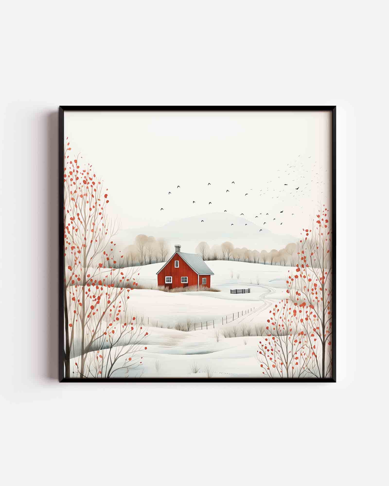 Landschap met rode schuur Poster