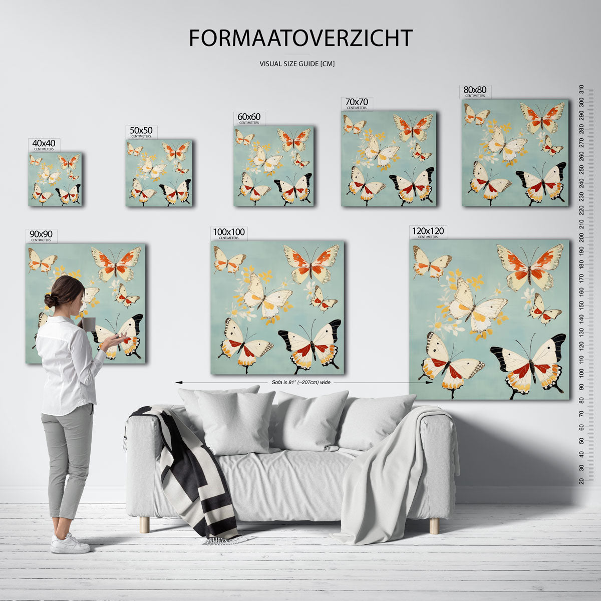 Vlinders op blauwe achtergrond Poster