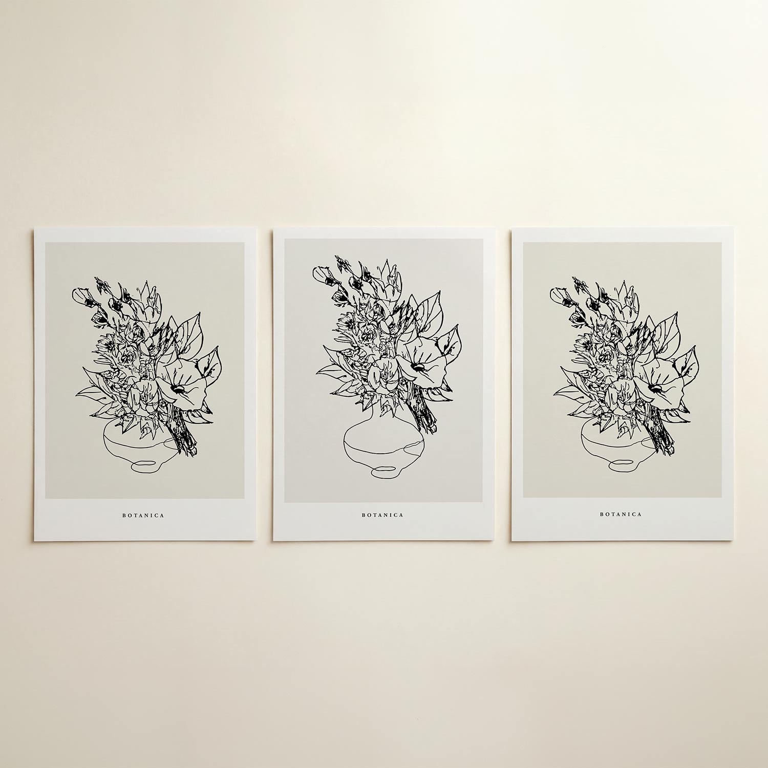 Lijnenspel bloem Posterset