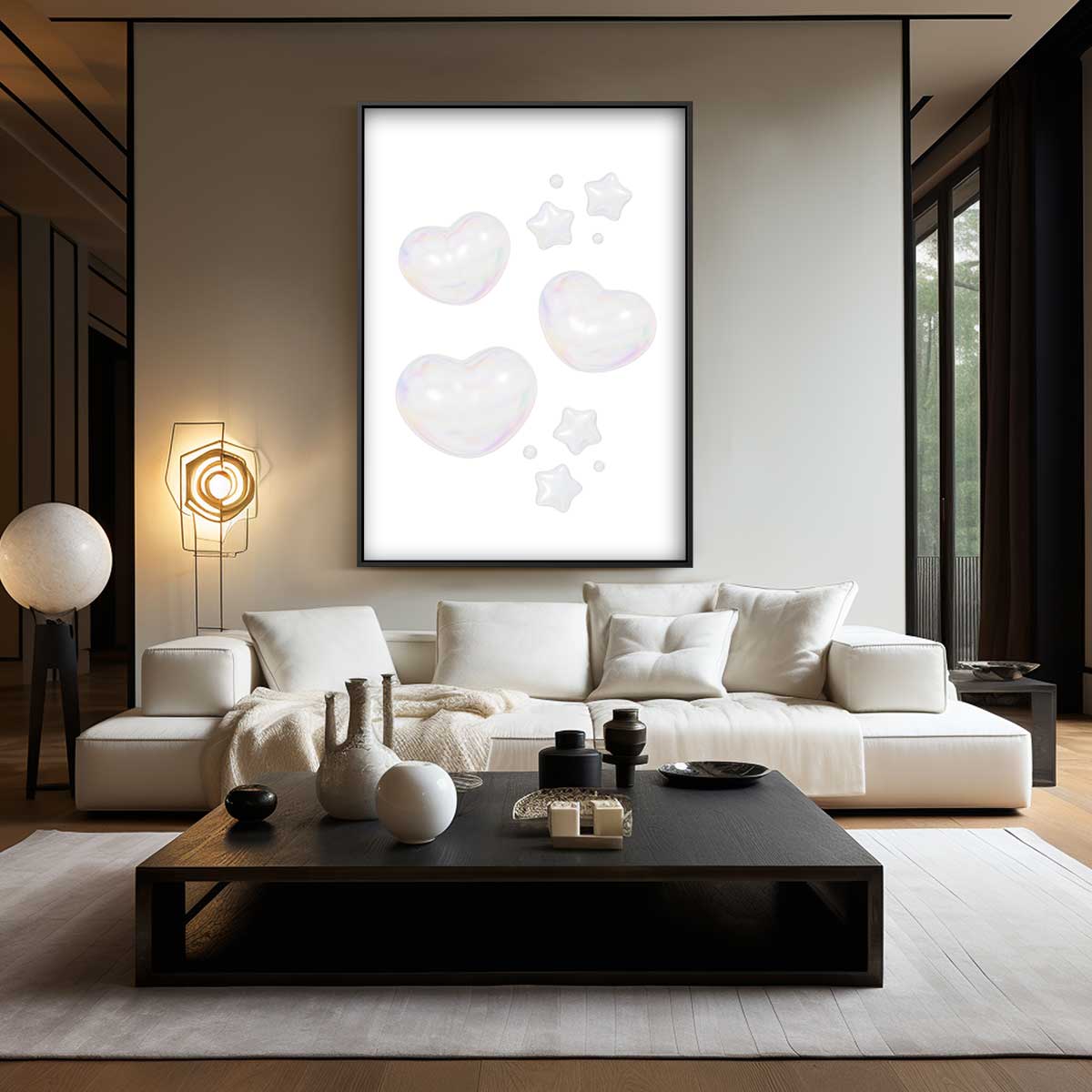 Magische Hartjes en Sterren Kunstwerk-canvas-dibond-plexiglas-wanddecoratie-WallArtistic