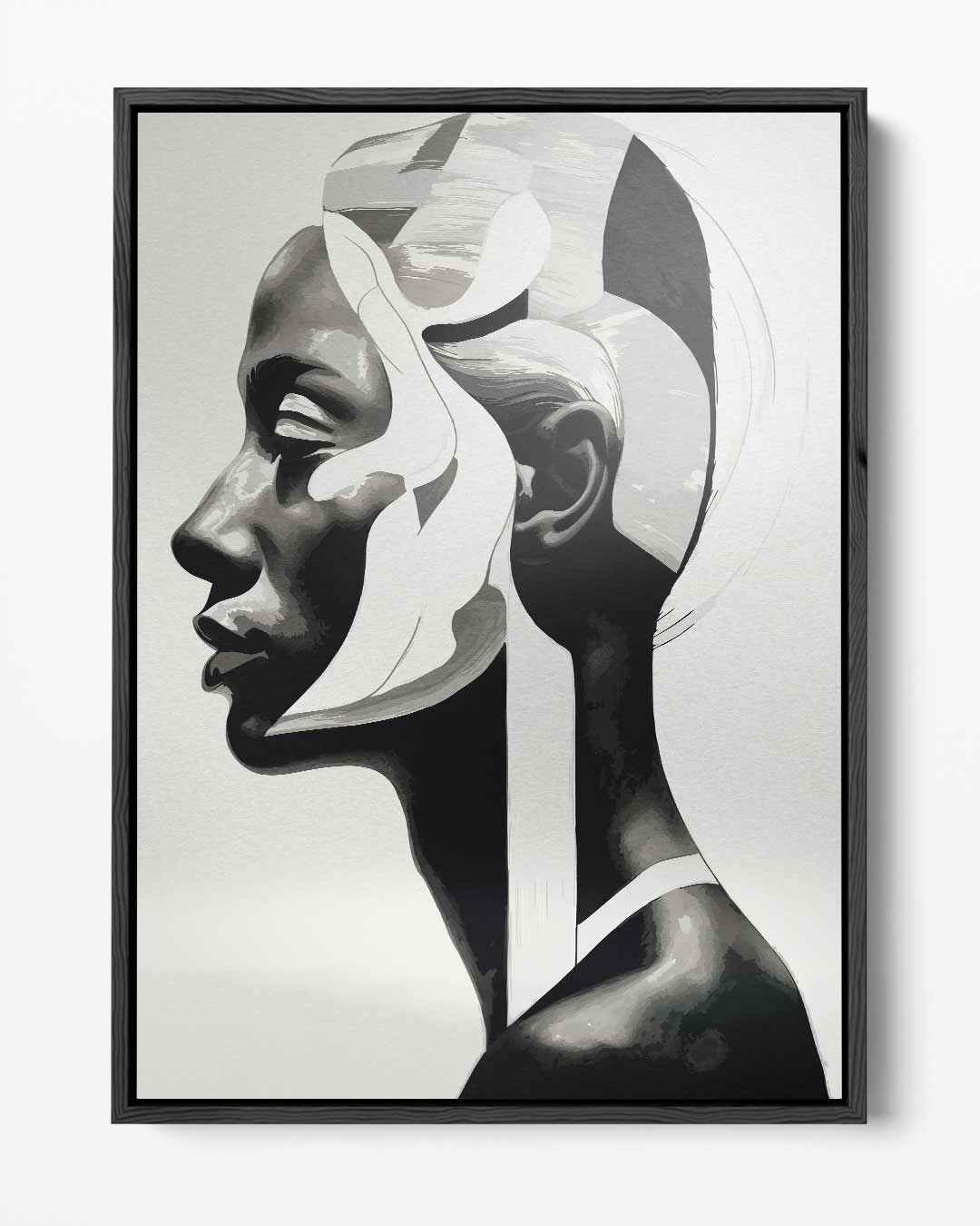 Strakke Contrasten - Portret in Zwart en Wit Kunstwerk-canvas-dibond-plexiglas-wanddecoratie-WallArtistic