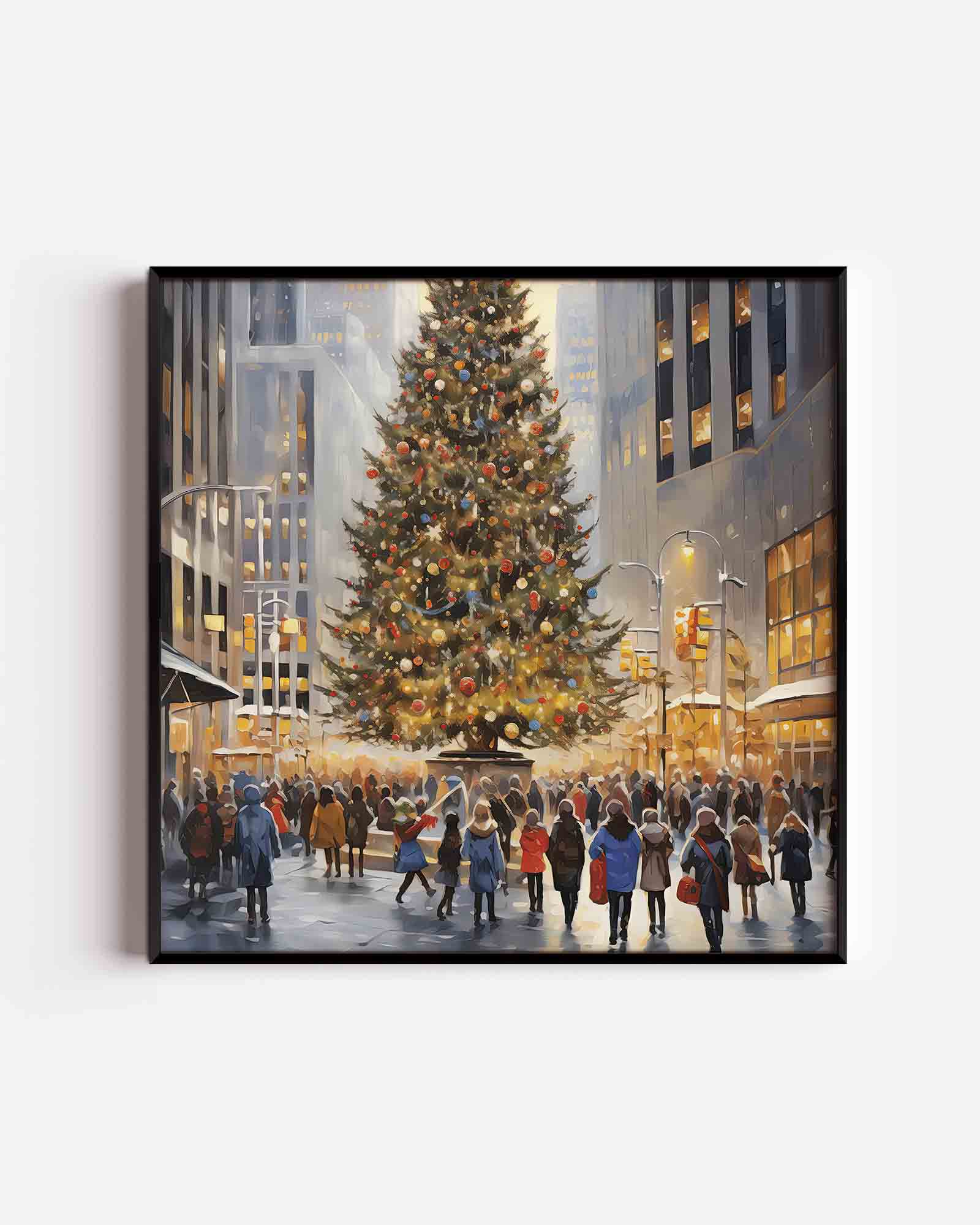 Kerstboom in de stad Poster