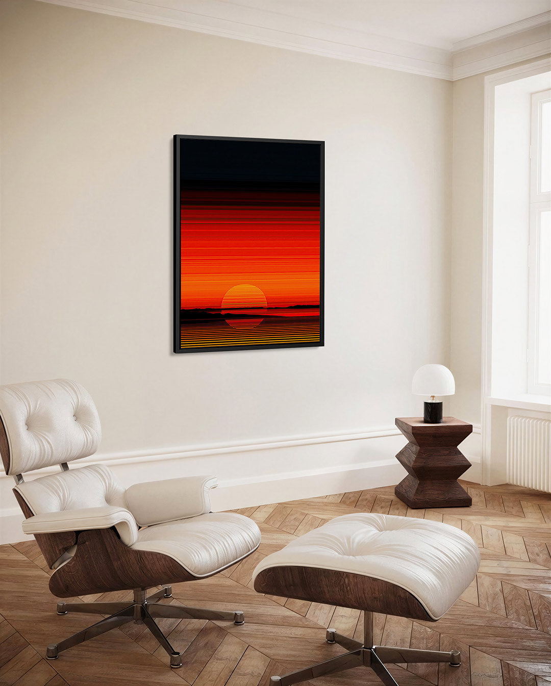 Horizontale zonsondergang Kunstwerk