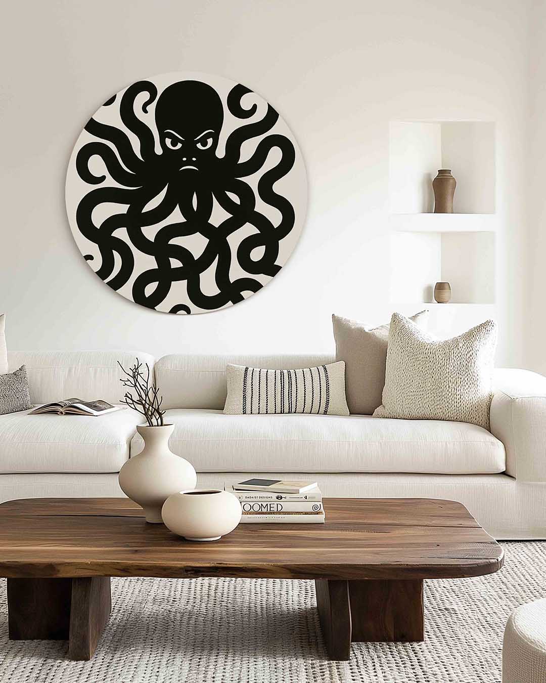 Octopus silhouet Muurcirkel