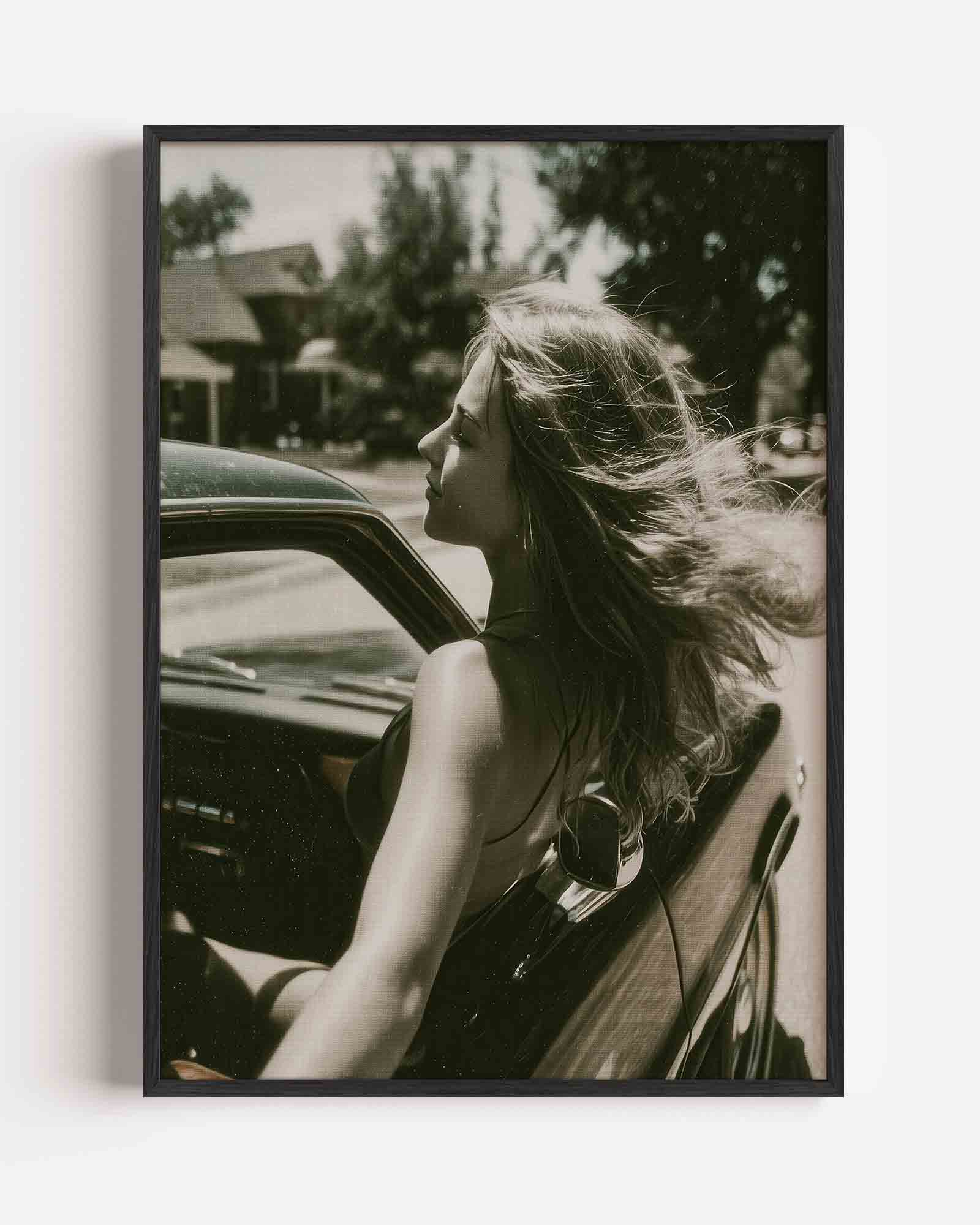 Vrouw in auto Poster