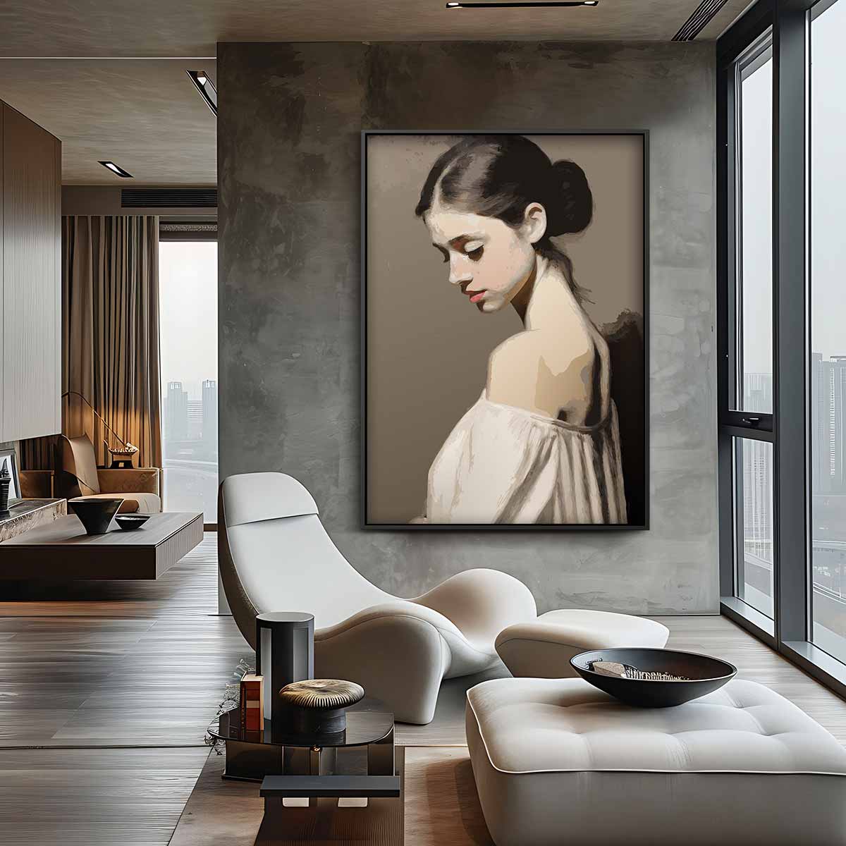 Dromerige Schoonheid in Bruintinten Kunstwerk-canvas-dibond-plexiglas-wanddecoratie-WallArtistic