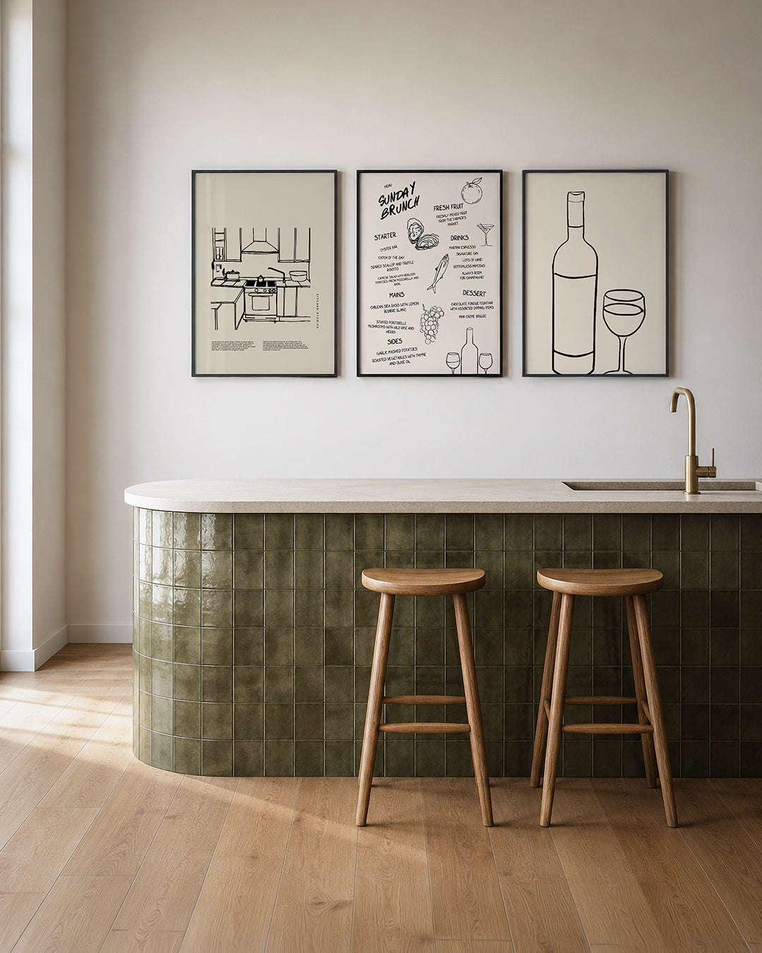 Keukenlijnenspel Posterset