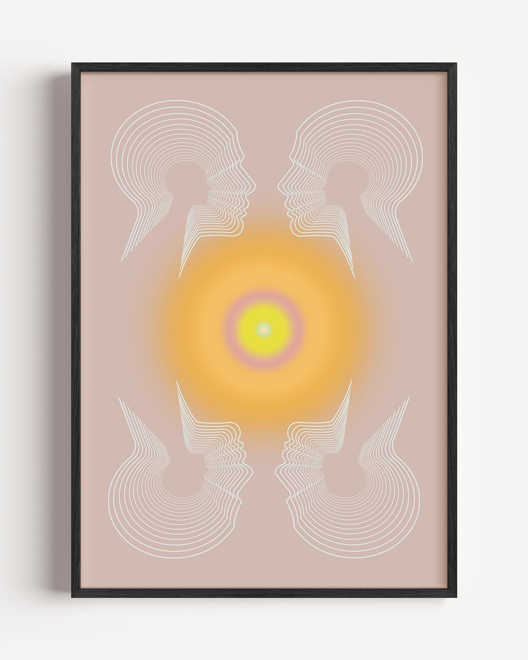 Stralende Zonsopgang in Abstracte Gezichtslijnen Poster-WallArtistic