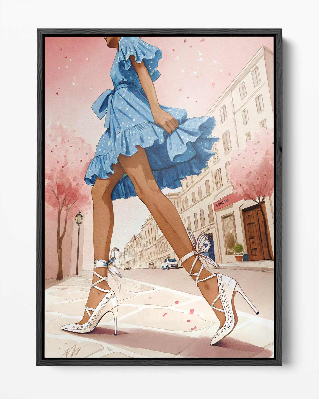Zomerse Wandeling in de Stad Kunstwerk-canvas-dibond-plexiglas-wanddecoratie-WallArtistic