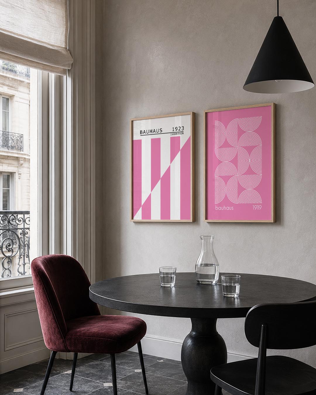 Roze lijnenspel Posterset