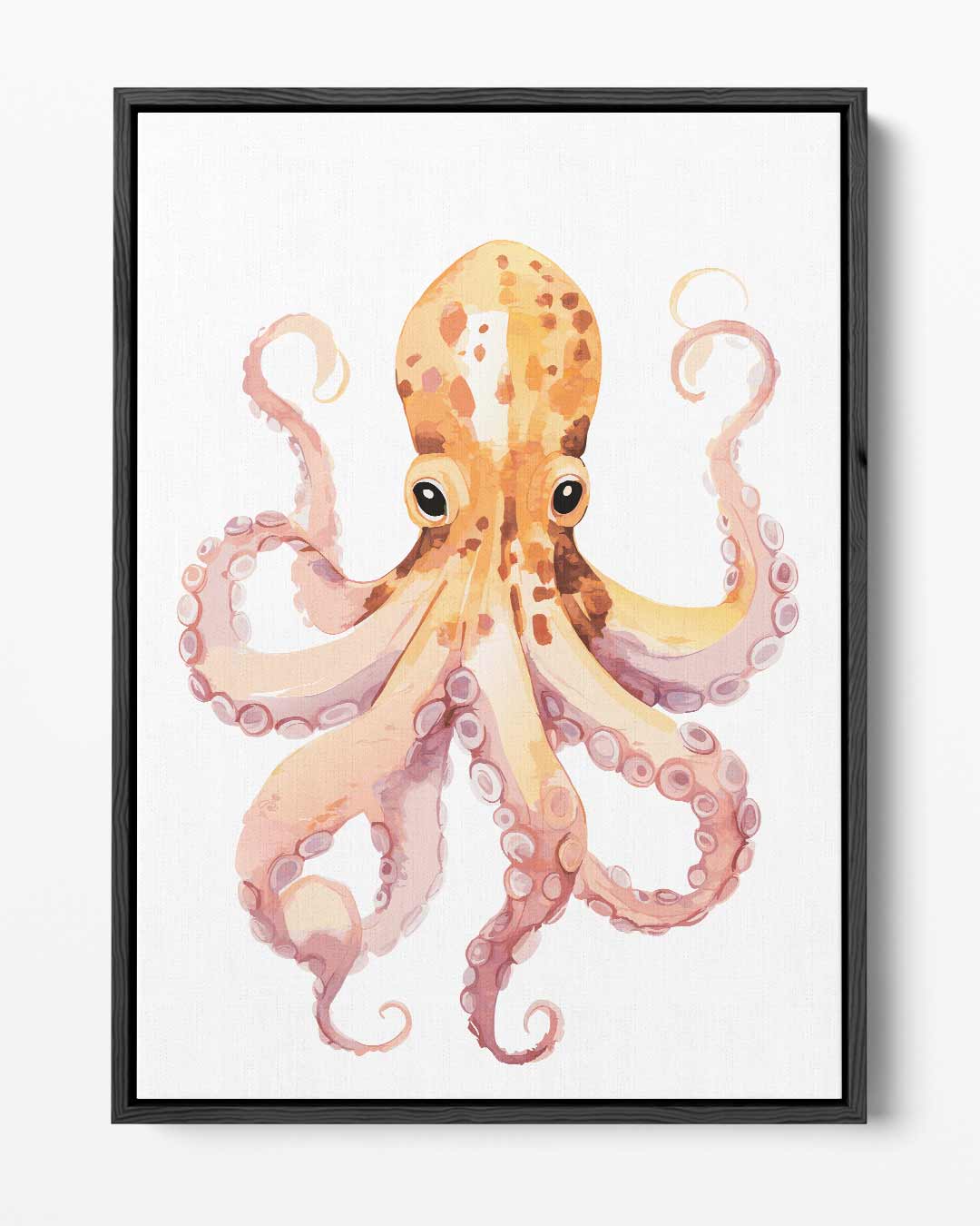 Vrolijke Octopus Illustratie Kunstwerk-canvas-dibond-plexiglas-wanddecoratie-WallArtistic