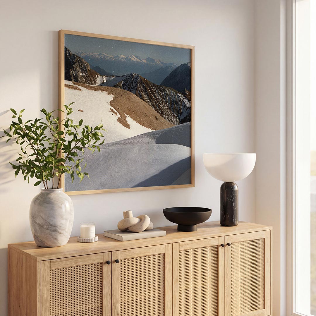 Berglandschap met sneeuw Poster