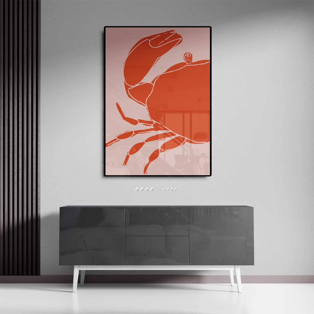 Moderne Krabsilhouet Kunstwerk-canvas-dibond-plexiglas-wanddecoratie-WallArtistic