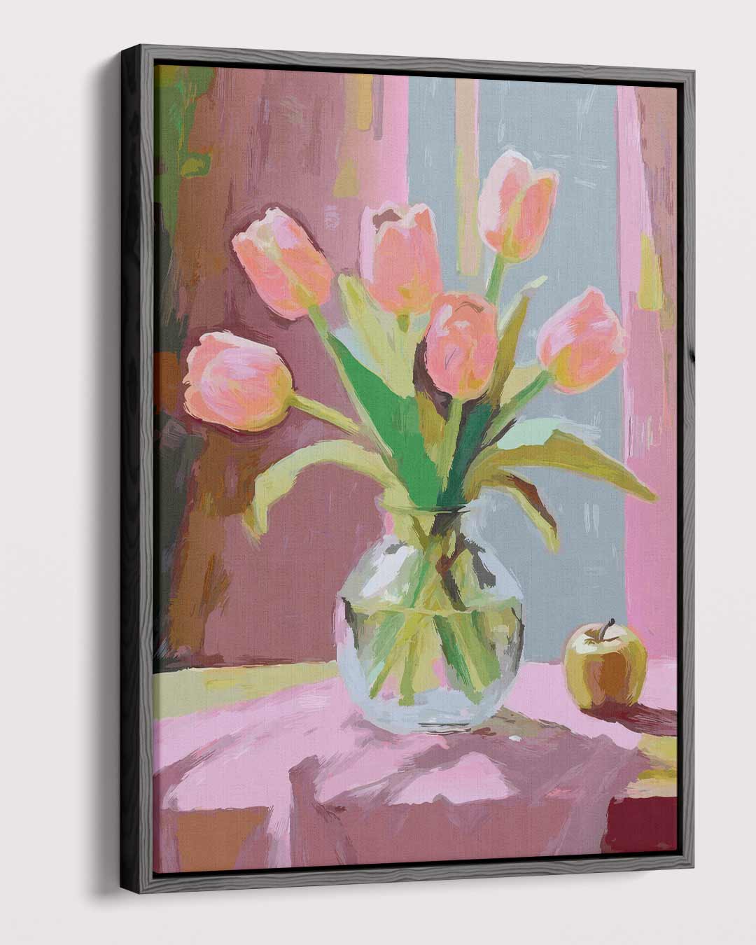 Vrolijke Tulpen in Vaas Kunstwerk-canvas-dibond-plexiglas-wanddecoratie-WallArtistic