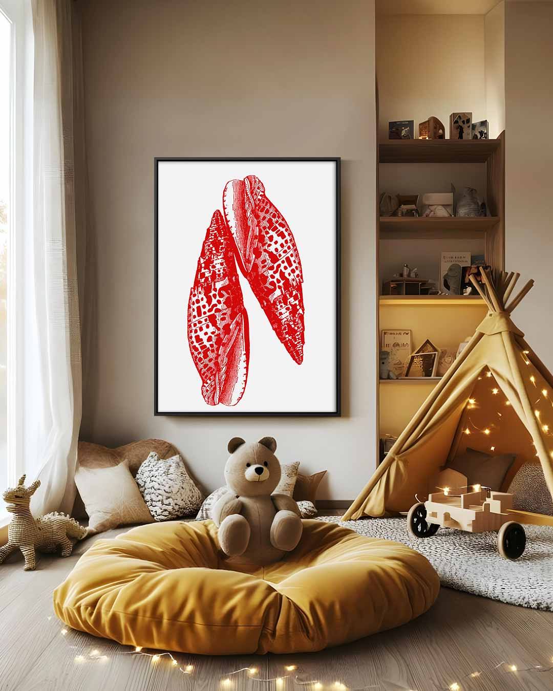 Rode Zee Schelpenprint Kunstwerk-canvas-dibond-plexiglas-wanddecoratie-WallArtistic