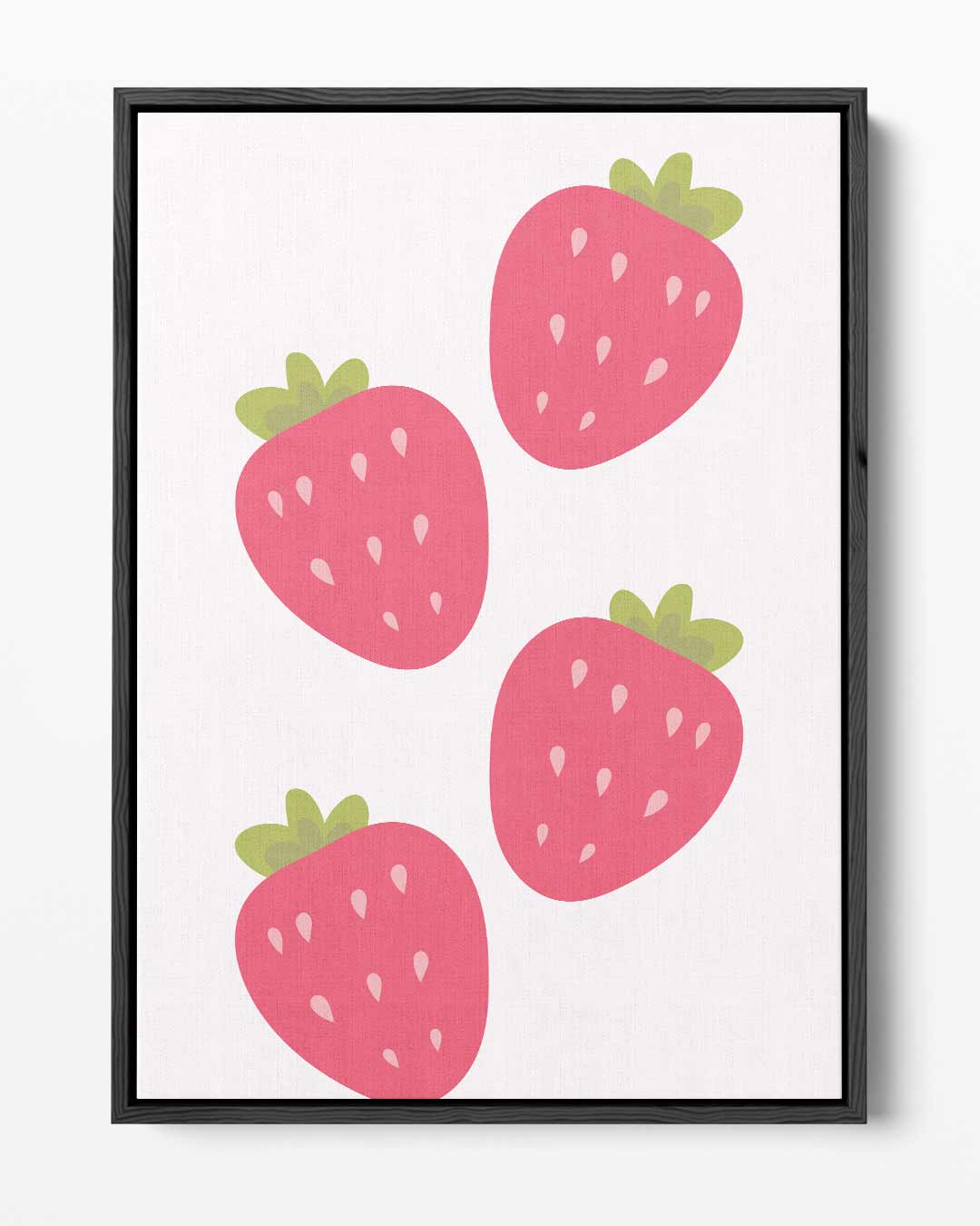 Speelse Aardbeien Illustratie Kunstwerk-canvas-dibond-plexiglas-wanddecoratie-WallArtistic