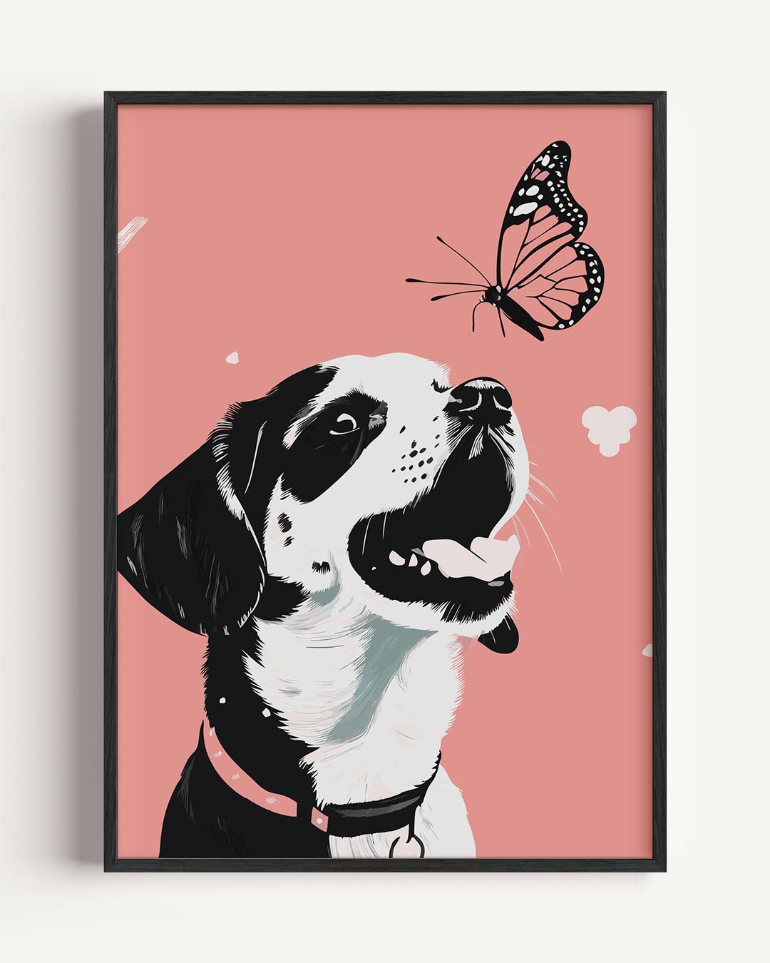 Vrolijke Hond en Vlinder Poster