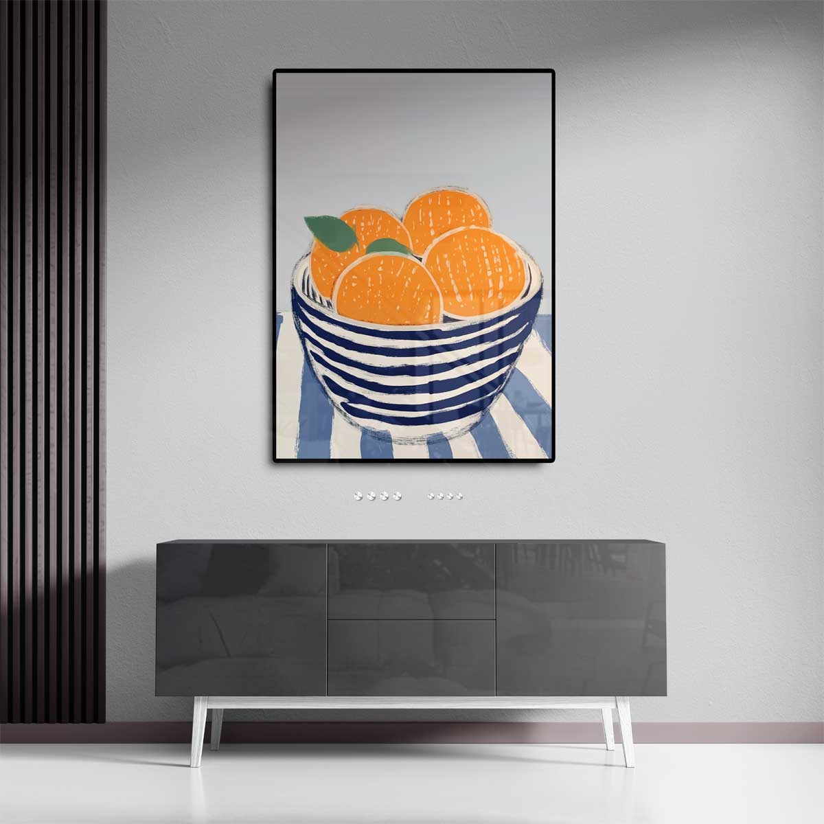 Zomerse Citrus in Streepjeskom Kunstwerk-canvas-dibond-plexiglas-wanddecoratie-WallArtistic