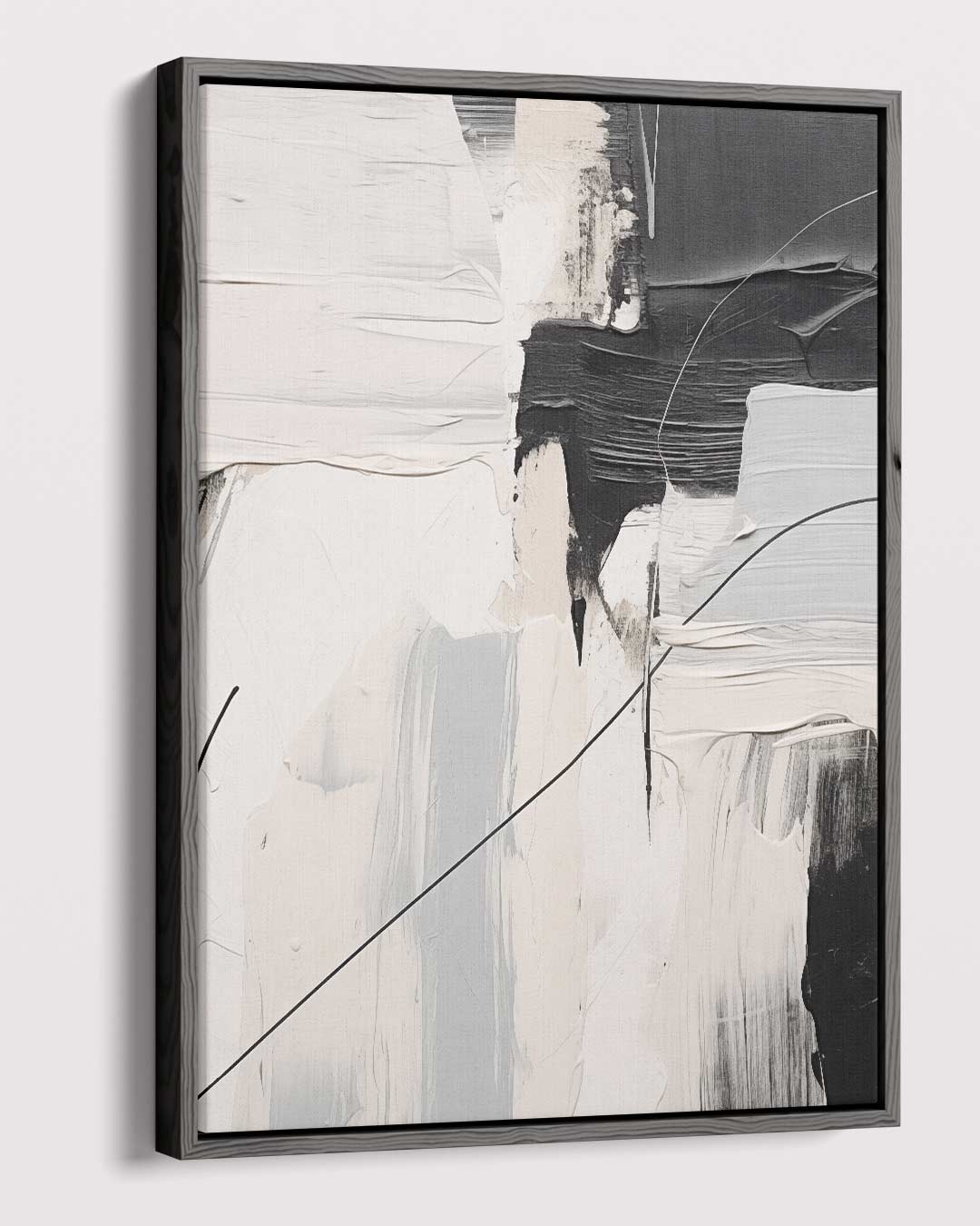 Abstracte Harmonie in Zwart en Wit Kunstwerk-canvas-dibond-plexiglas-wanddecoratie-WallArtistic