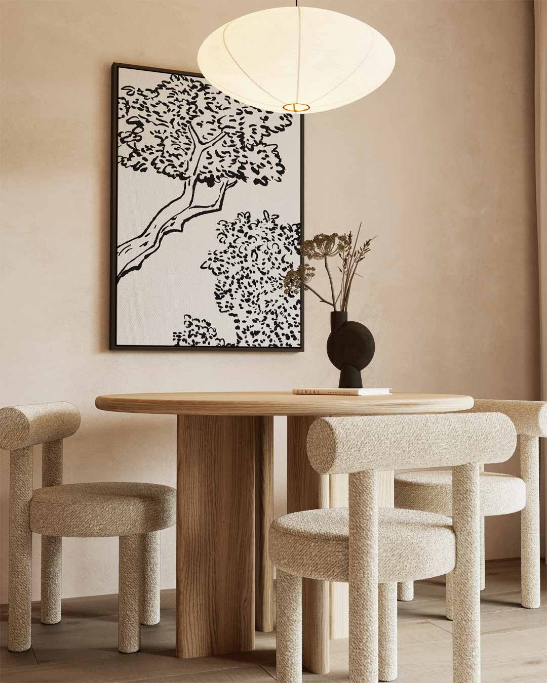 Sierlijk Boomlandschap in Lijnkunst Kunstwerk-canvas-dibond-plexiglas-wanddecoratie-WallArtistic