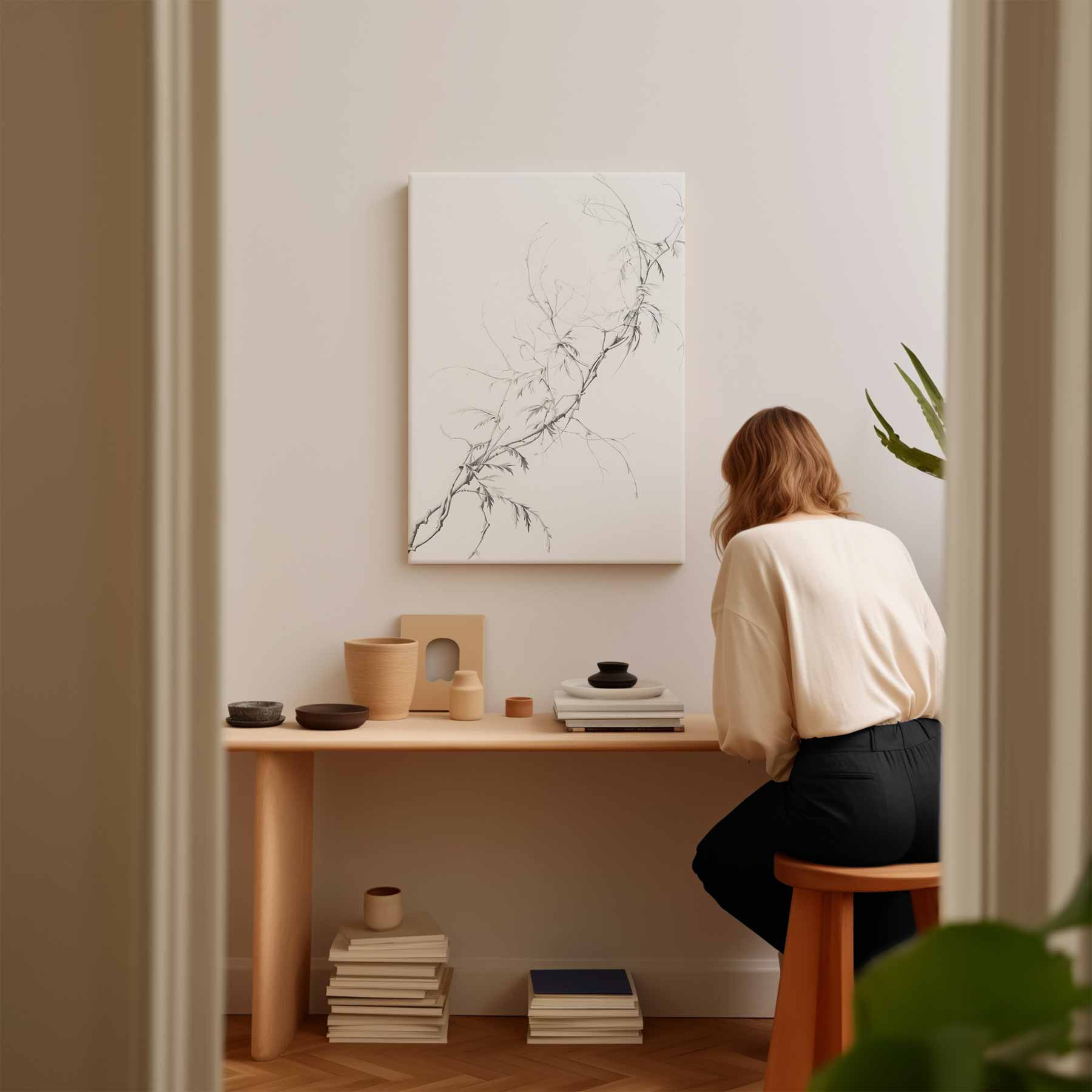 Bamboe in Potlood Kunstwerk-canvas-dibond-plexiglas-wanddecoratie-WallArtistic