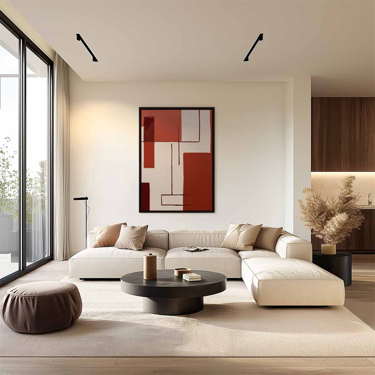 Abstracte Moderne Compositie Kunstwerk-canvas-dibond-plexiglas-wanddecoratie-WallArtistic