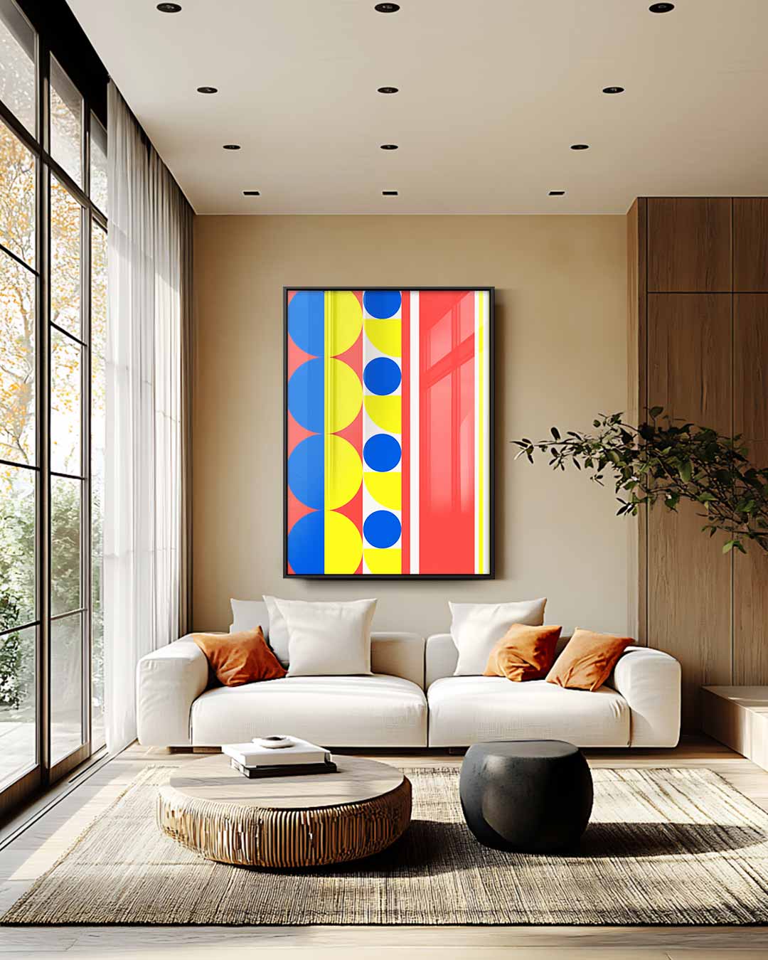 Kleurrijke Geometrische Abstractie Kunstwerk-canvas-dibond-plexiglas-wanddecoratie-WallArtistic