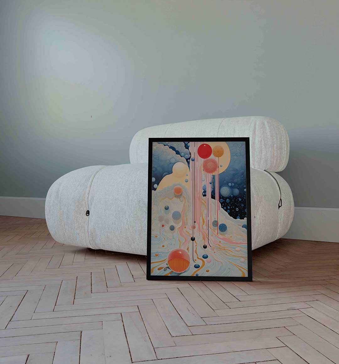 Abstracte bollen en lijnen Poster
