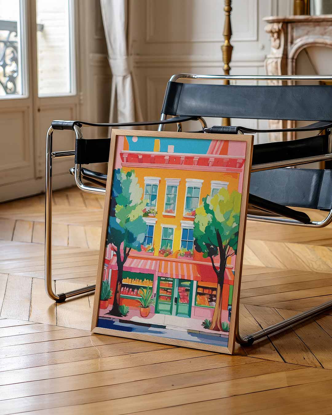 Zonnige Straatwinkel Poster
