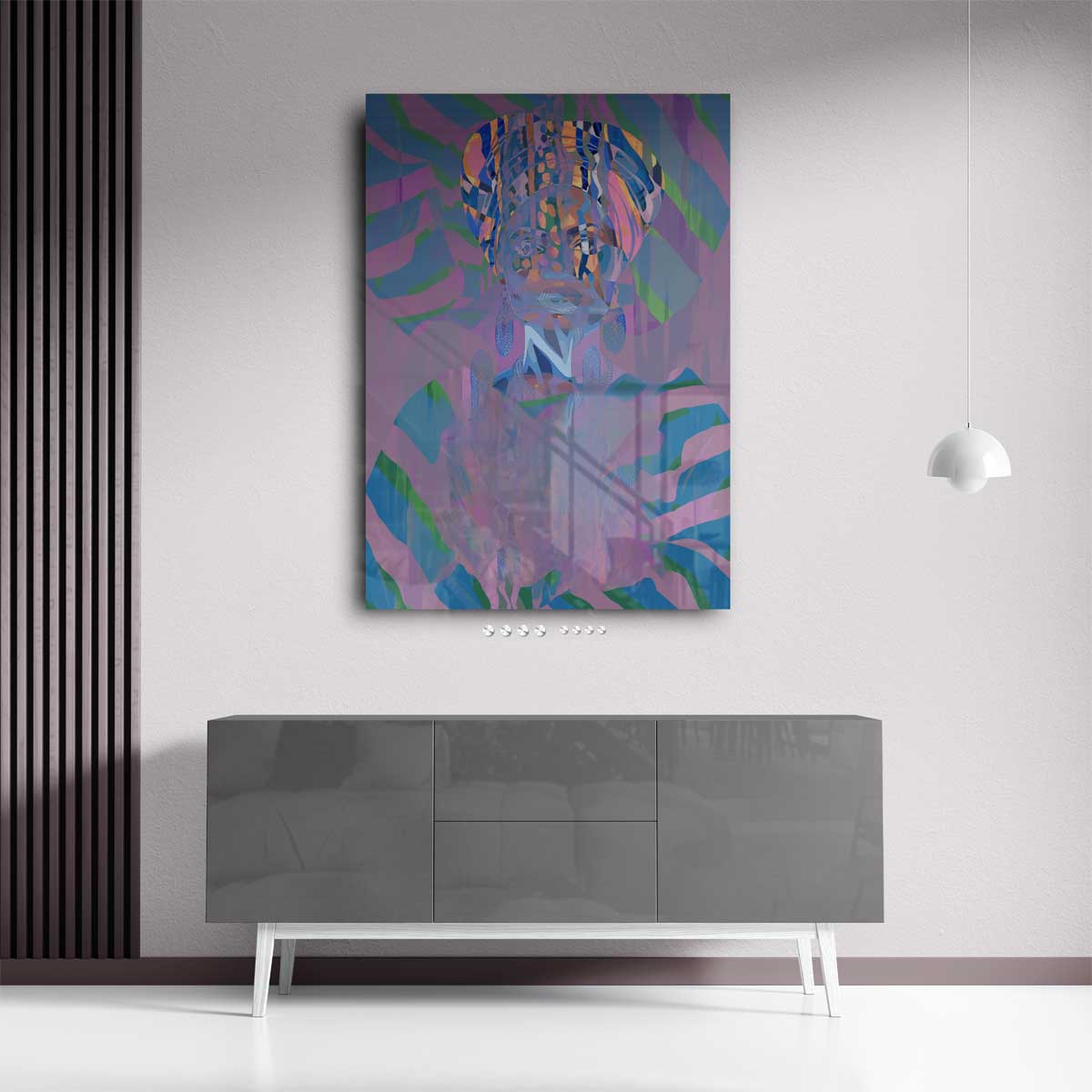 Kleurrijke Harmonie: Mystieke Portret Kunstwerk-canvas-dibond-plexiglas-wanddecoratie-WallArtistic