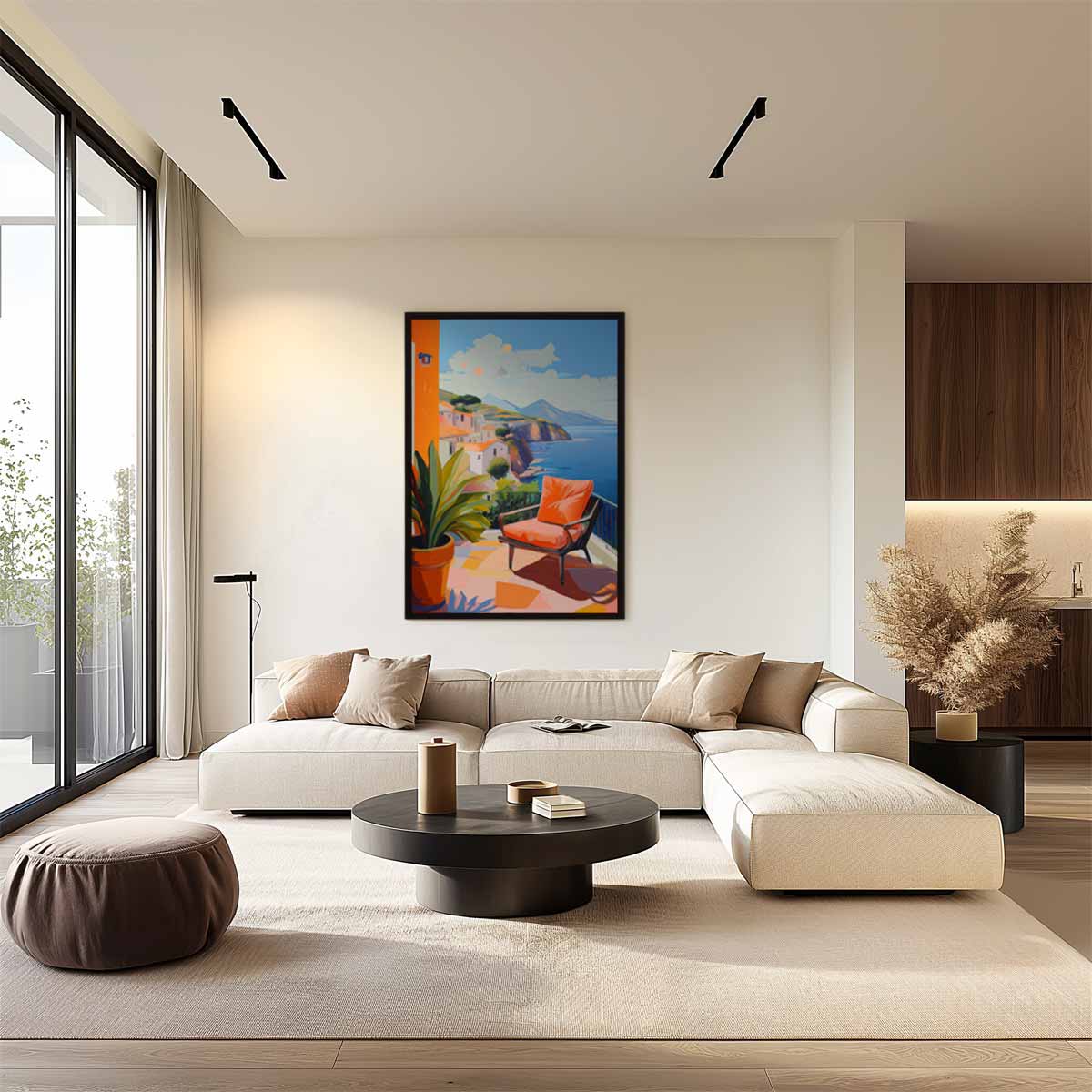 Zonovergoten Terras aan Zee Kunstwerk-canvas-dibond-plexiglas-wanddecoratie-WallArtistic