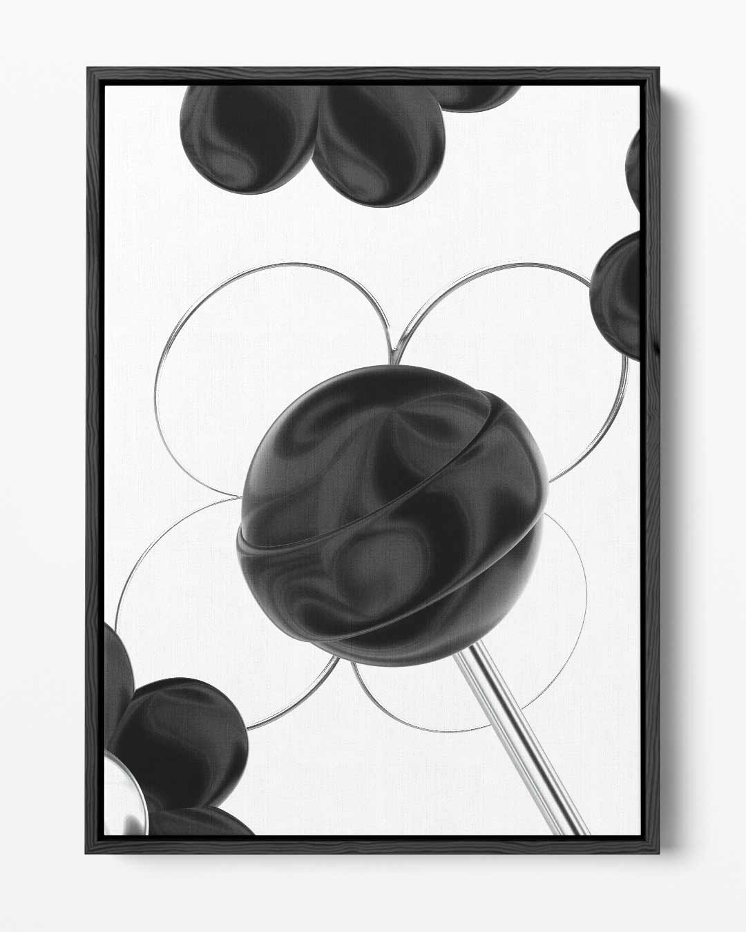 Zwarte Bloemsymfonie Kunstwerk-canvas-dibond-plexiglas-wanddecoratie-WallArtistic