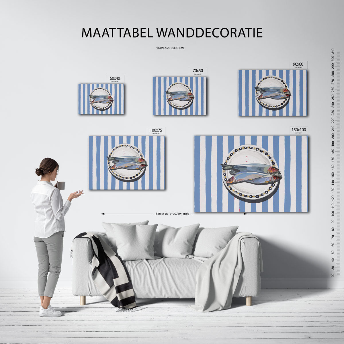 Gestreepte vis compositie Kunstwerk