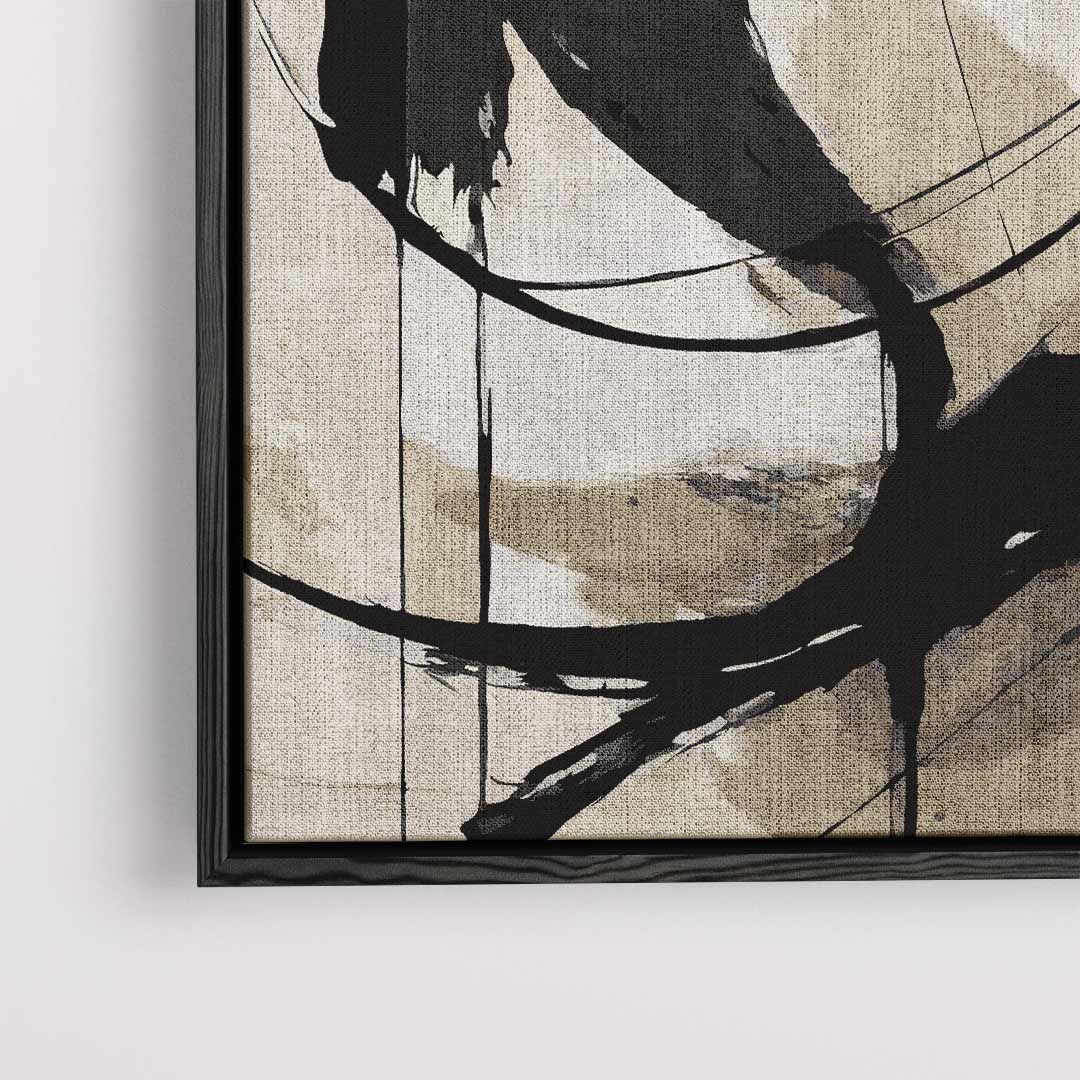 Abstracte Zwarte Kalligrafie Kunstwerk-canvas-dibond-plexiglas-wanddecoratie-WallArtistic