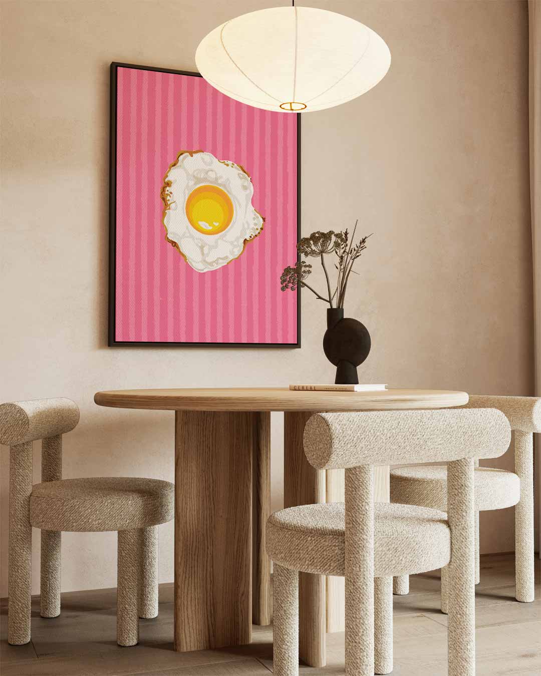 Knapperig Ei op Roze Kunstwerk-canvas-dibond-plexiglas-wanddecoratie-WallArtistic
