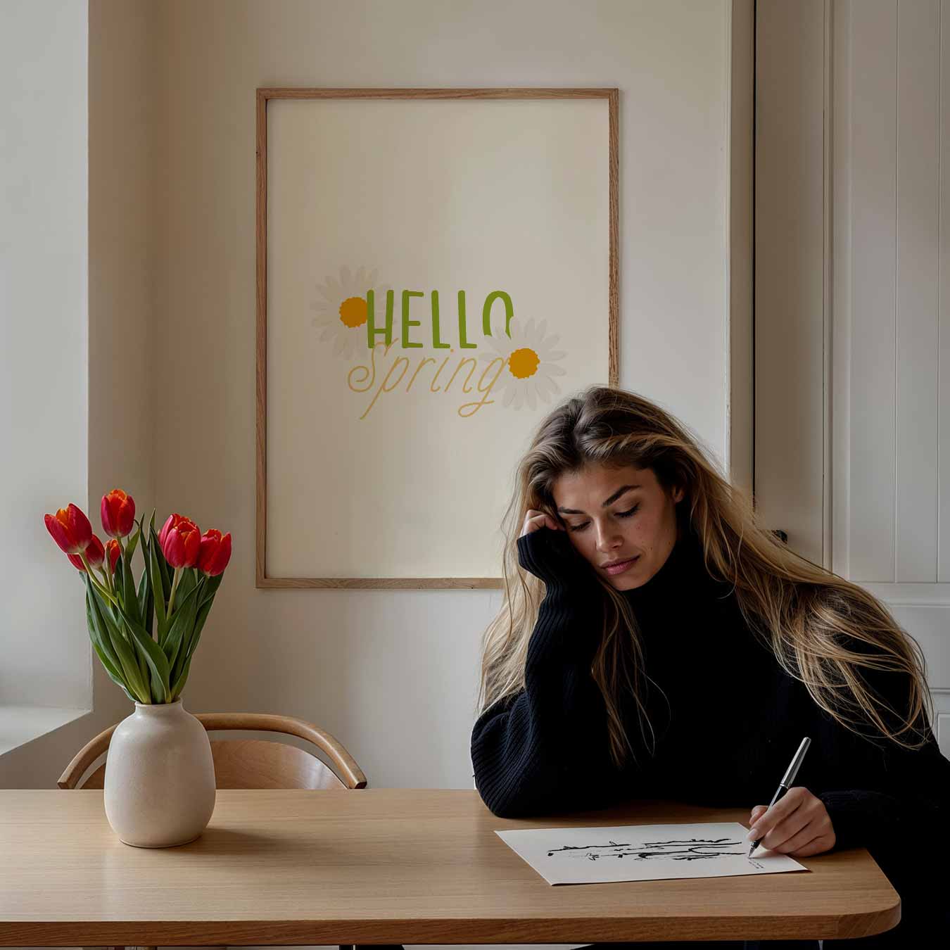 Hallo Lente Bloemenposter