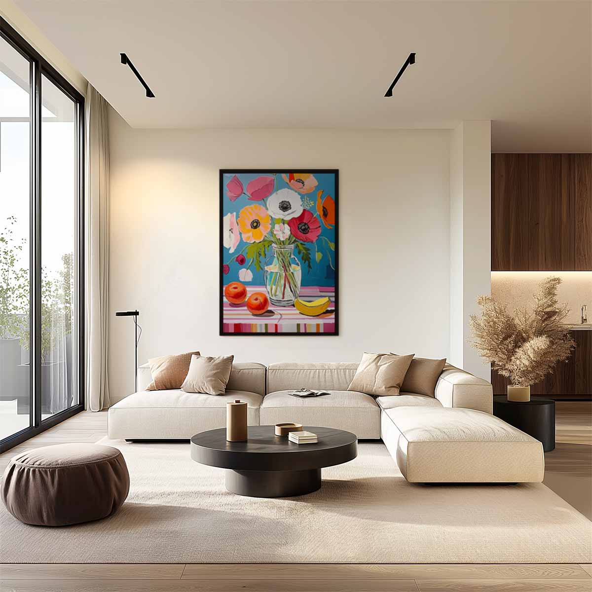 Bloemrijke Kleurenpracht in Vaas Kunstwerk-canvas-dibond-plexiglas-wanddecoratie-WallArtistic