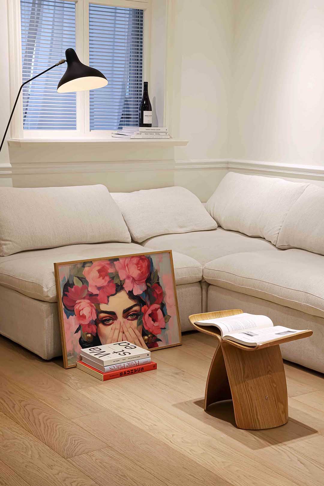 Bloemen en gezicht Poster