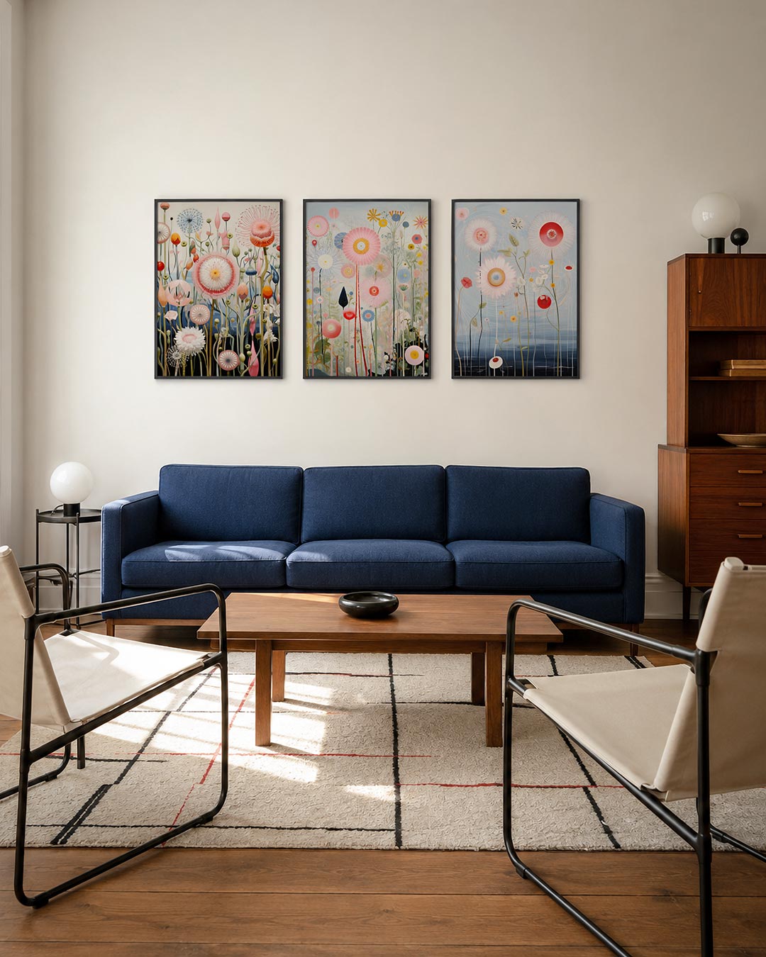 Bloemen en lijnen Posterset