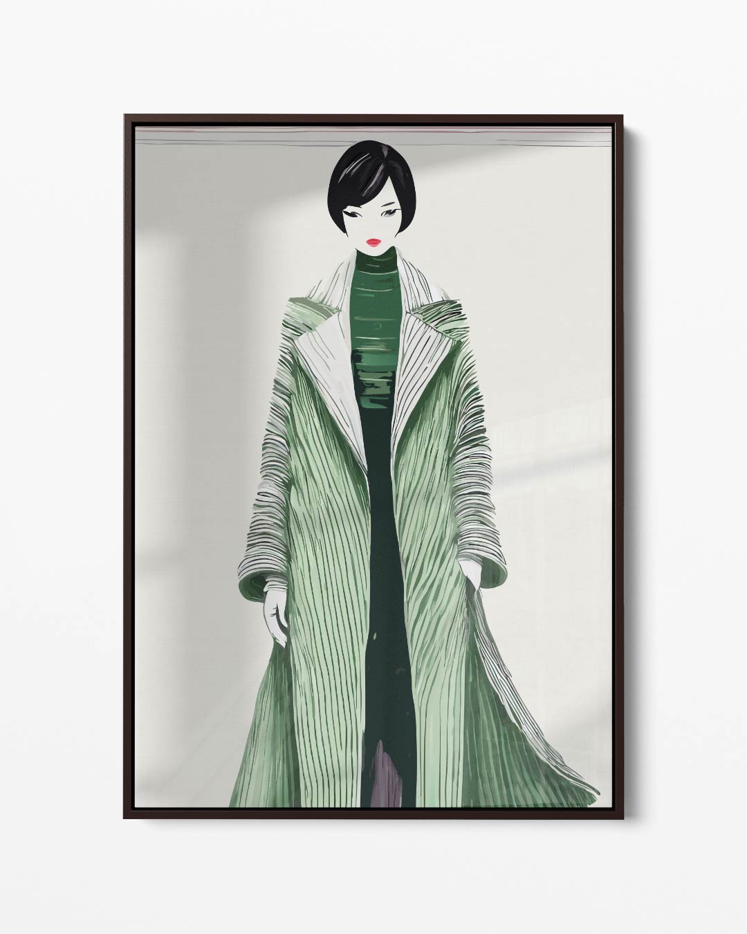 Moderne Modekunst met Groene Jas Kunstwerk-canvas-dibond-plexiglas-wanddecoratie-WallArtistic