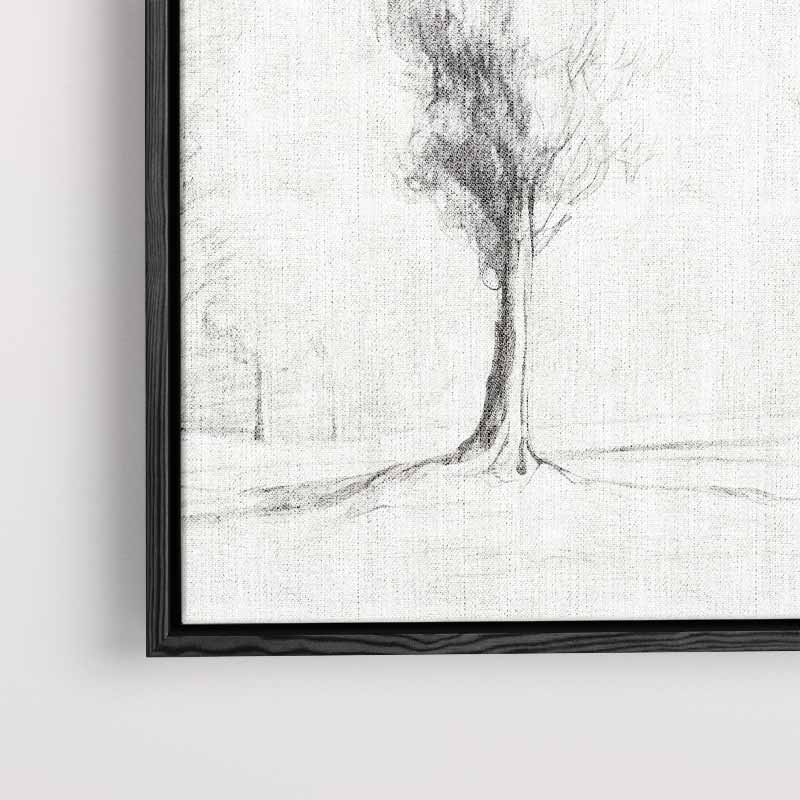 Potloodschets van Cipressen Kunstwerk-canvas-dibond-plexiglas-wanddecoratie-WallArtistic