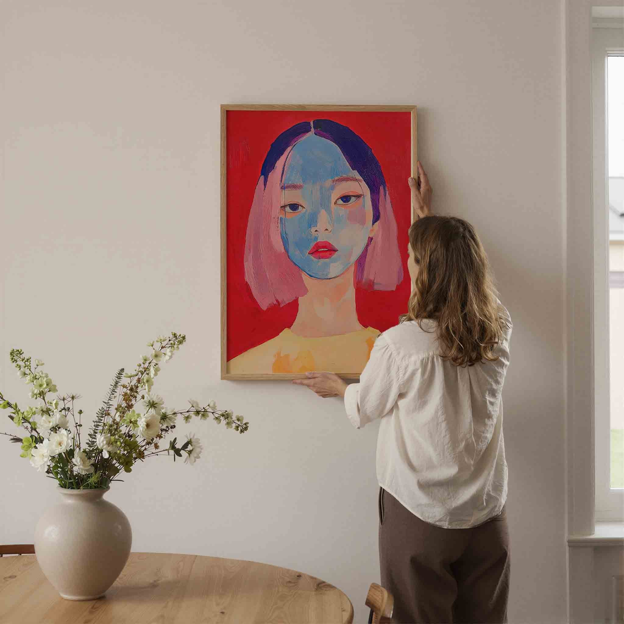 Portret met blauwe tinten Poster