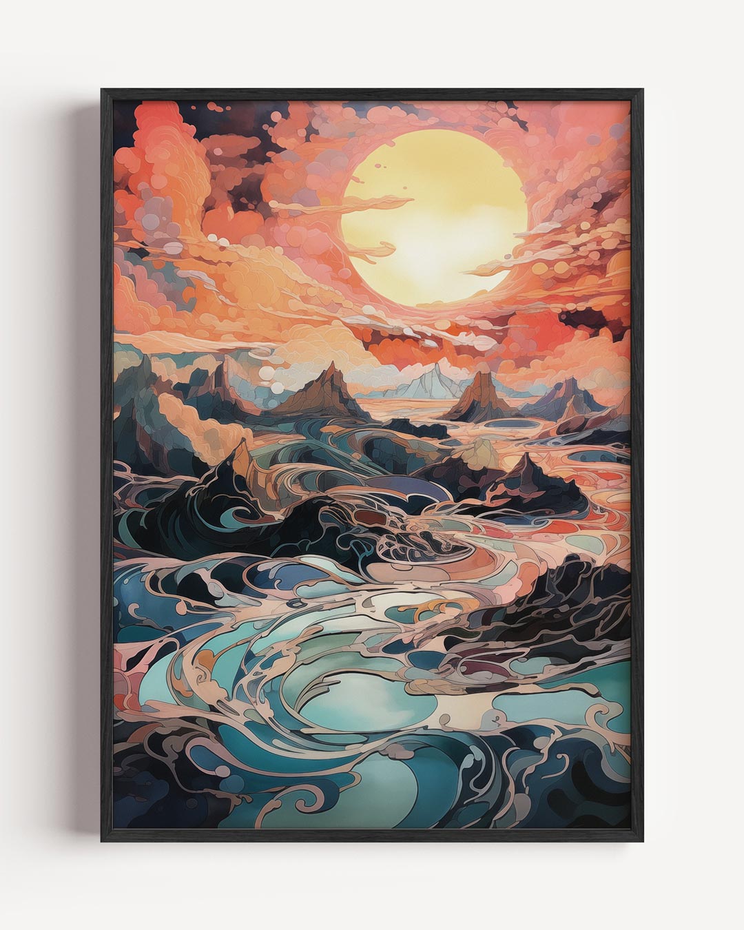 Dromerige Zonsondergang Landschap Poster-WallArtistic