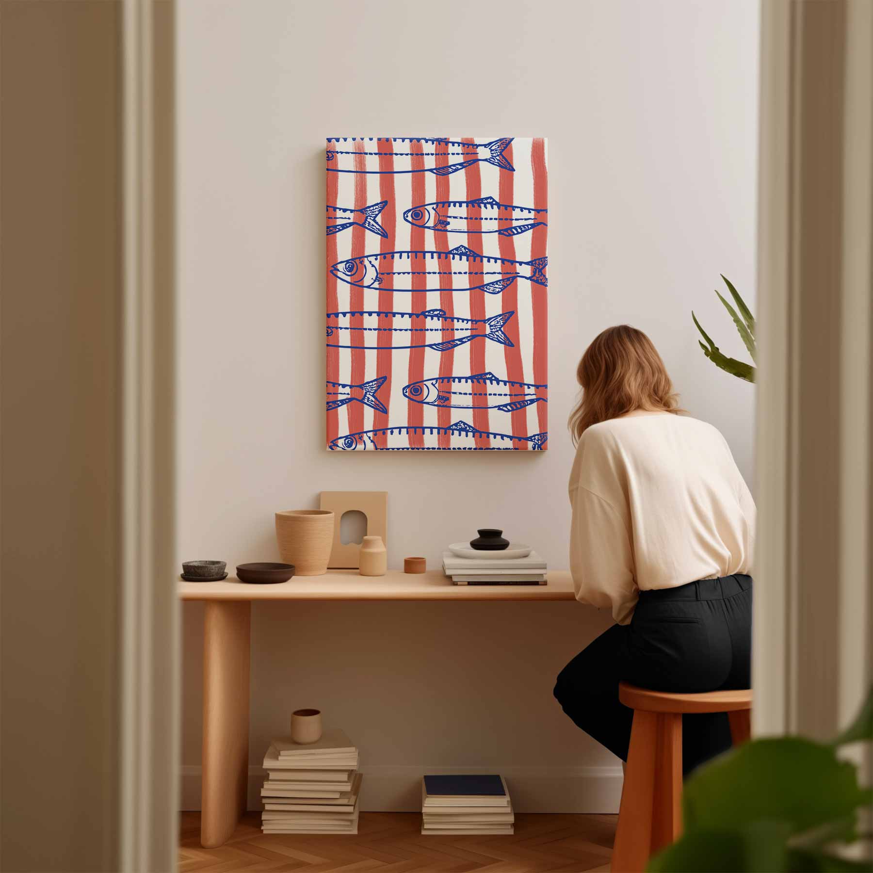 Vrolijke Vissenstrepen Kunstwerk-canvas-dibond-plexiglas-wanddecoratie-WallArtistic